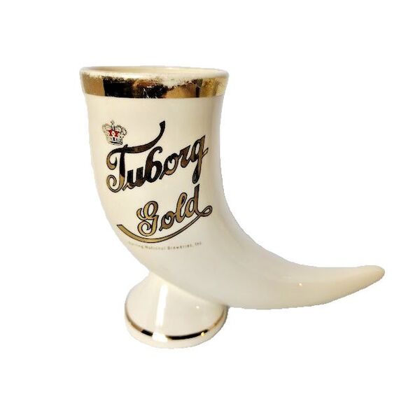 3 Tuborg and Tuborg Gold Horn Beer Mugs Barware Display Pieces Decor Gold Trim - Picture 4 of 12
